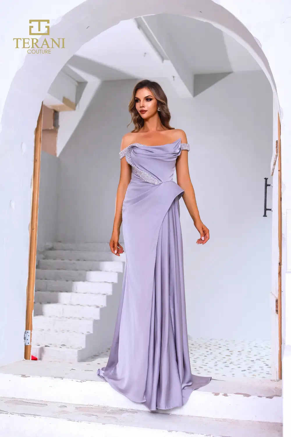 Terani Couture 251E4220 Long Evening Beaded Slit Formal Dress