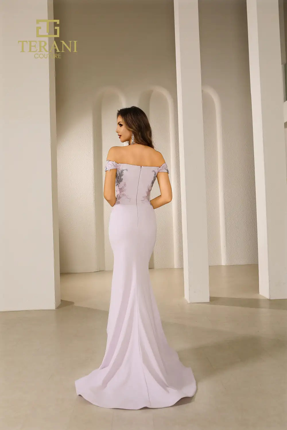 Terani Couture 251E4237 Long Ruffle Formal Fitted Evening Dress