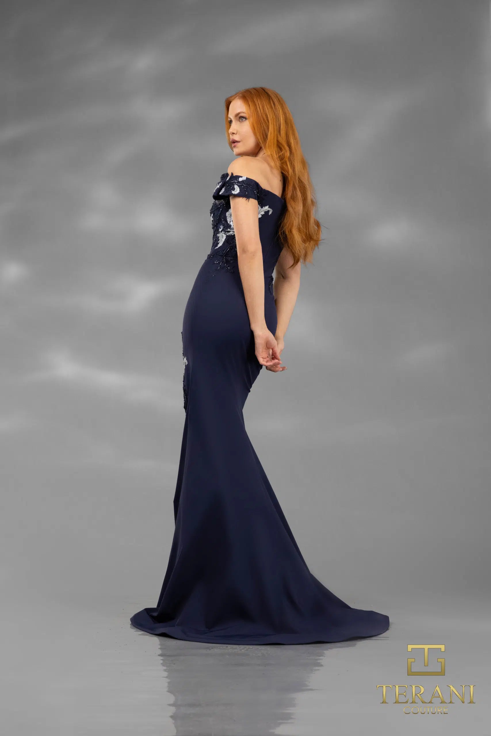 Terani Couture 251E4237 Long Ruffle Formal Fitted Evening Dress