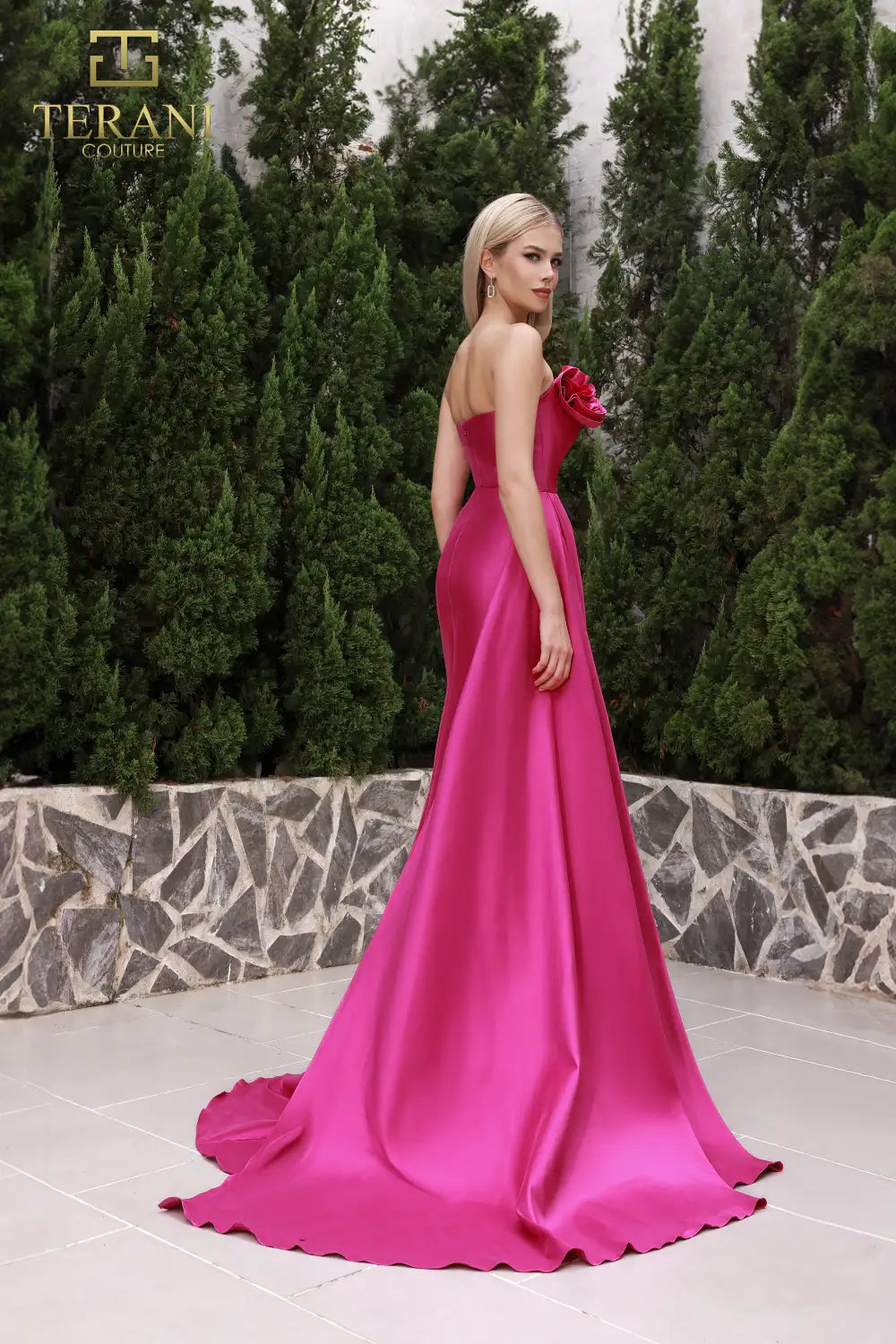 Prom Dresses Long Slit Fitted Formal Prom Dress Fuchsia