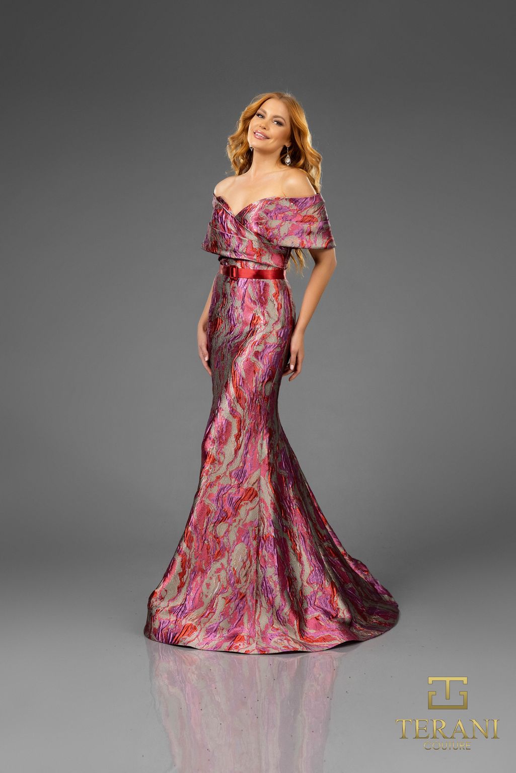 Terani Couture 251E4253 Pleated Long Formal Mermaid Evening Gown