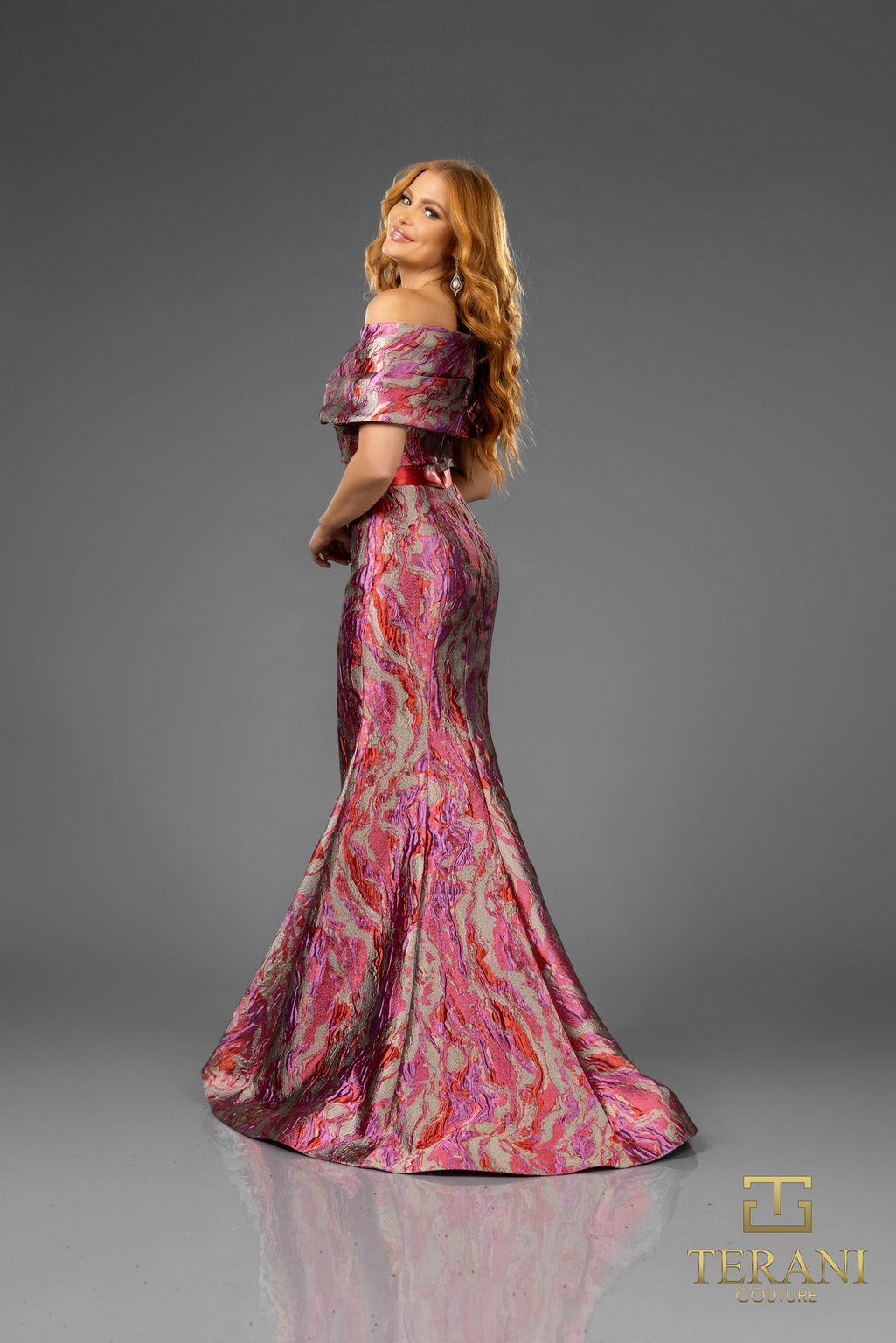 Terani Couture 251E4253 Pleated Long Formal Mermaid Evening Gown