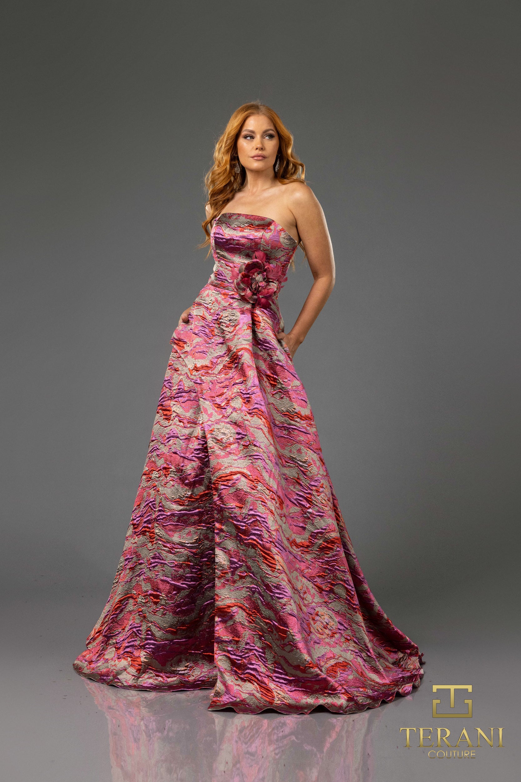 Prom Dresses Long Prom Ball Gown 3D Floral Applique Formal Evening Dress Green