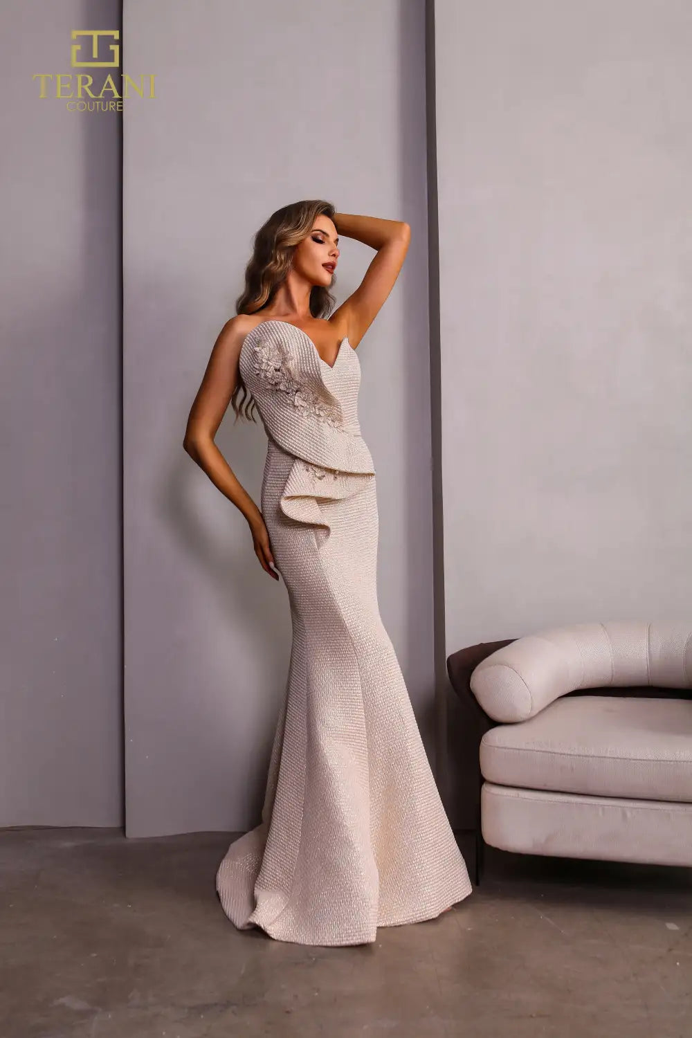 Formal Dresses Fitted Long Formal Metallic Evening Dress Rose Gold