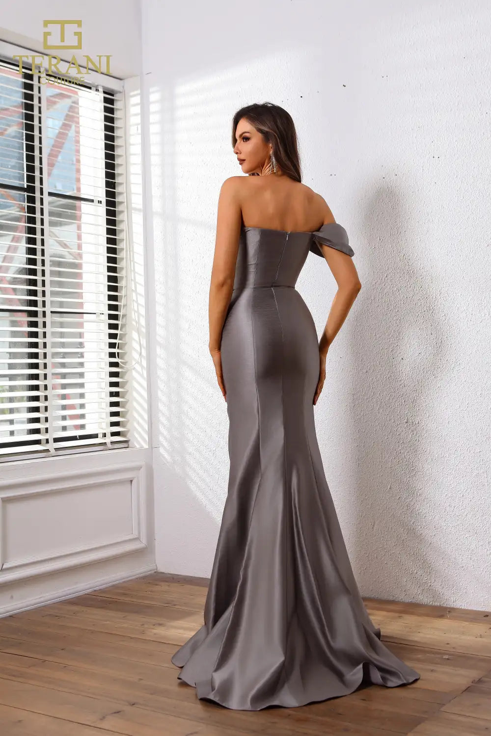 Formal Dresses Beaded Slit Long Formal Evening Dress Grey