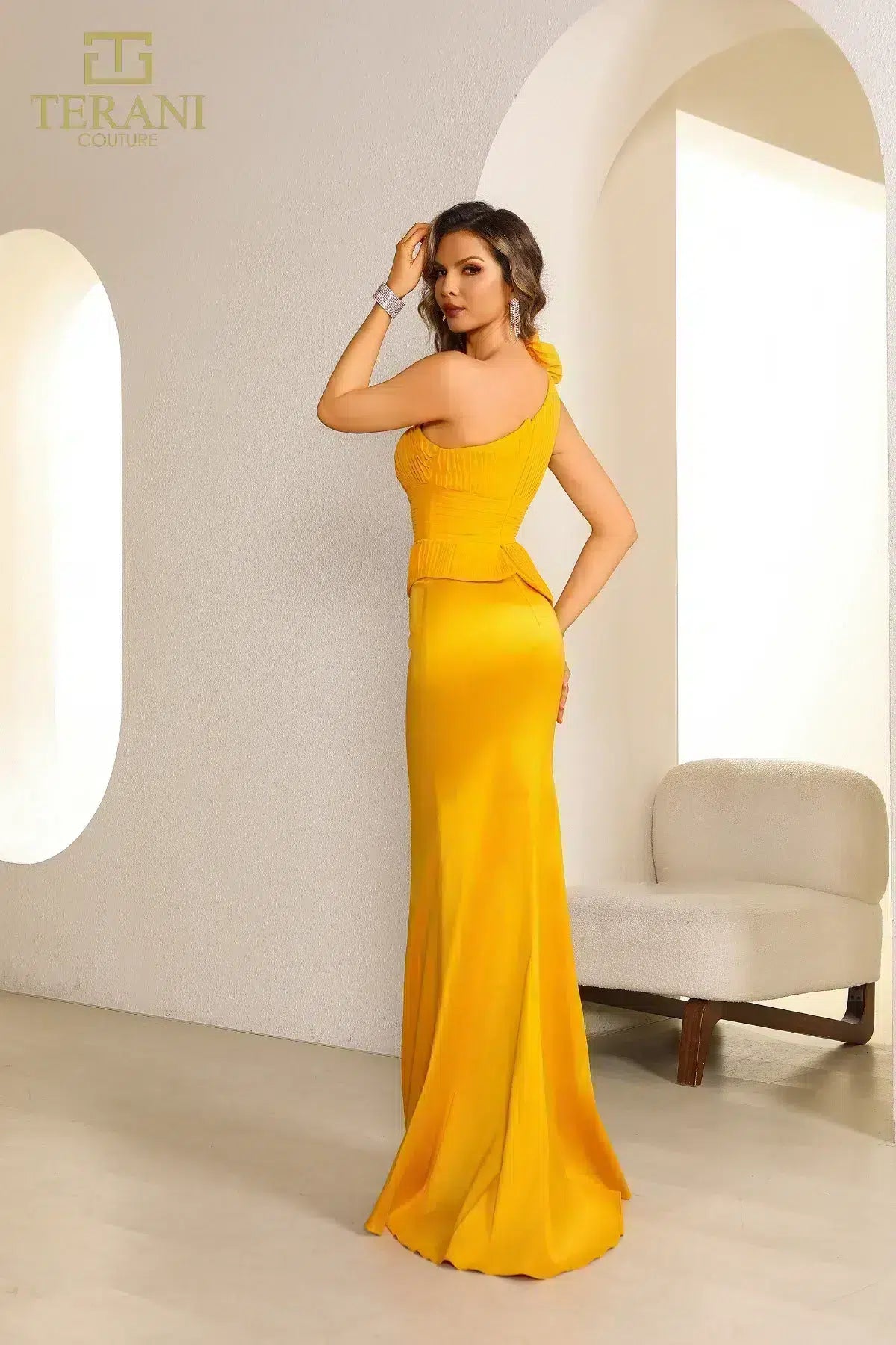 Terani Couture 251E4578 Long Fitted Formal Ruffled Peplum Evening Dres –  The Dress Outlet