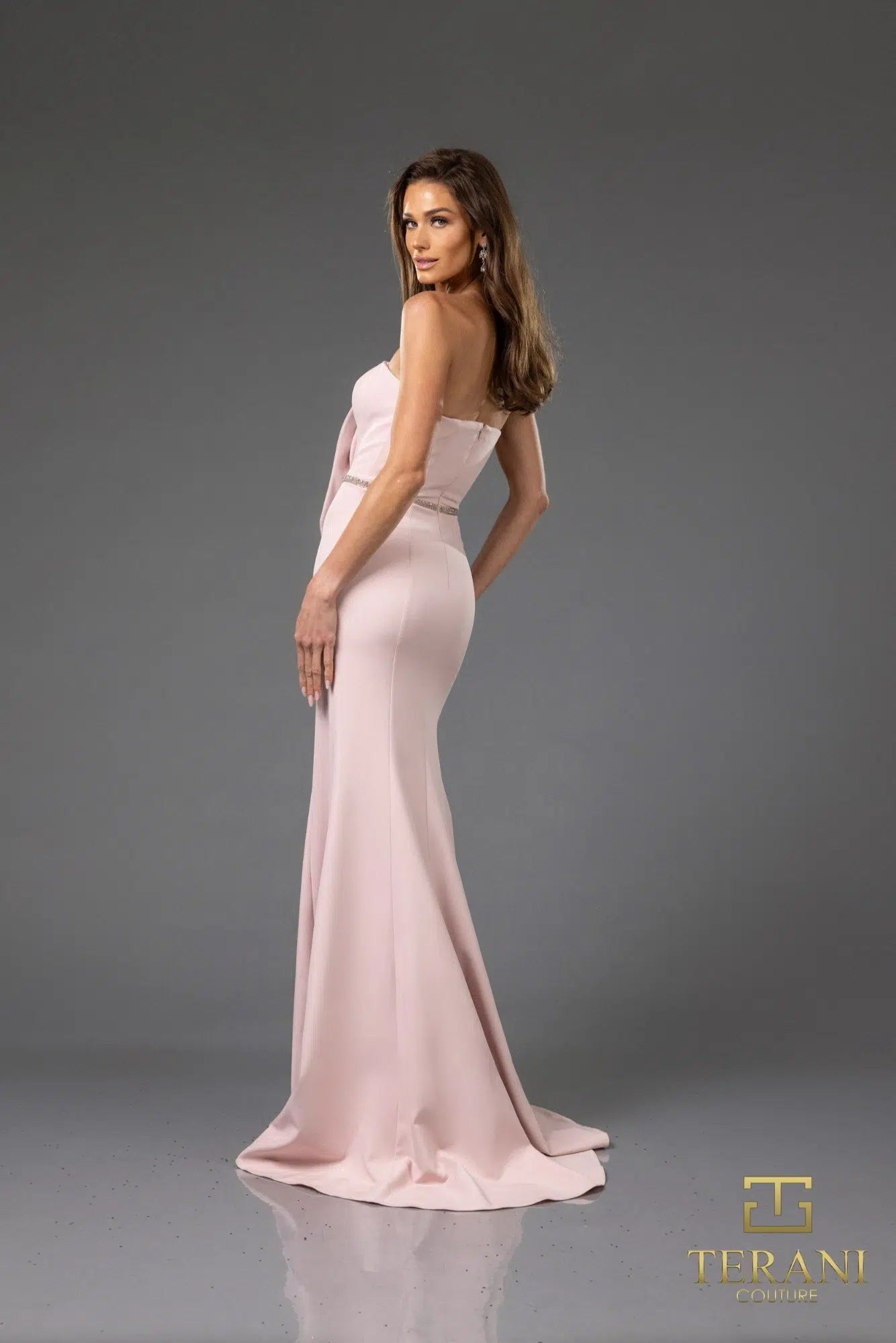 Terani Couture 251E4631 Long Ruffle Slit Formal Evening Dress