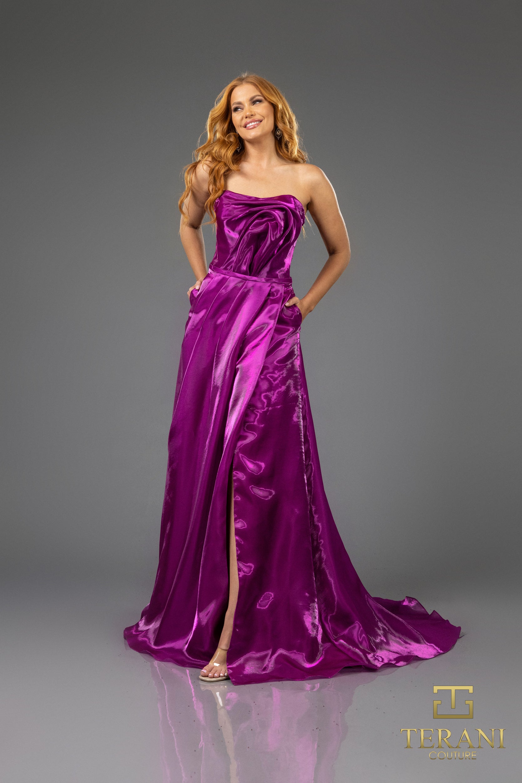 Terani Couture 251E4637 Long Formal A Line Evening Prom Dress