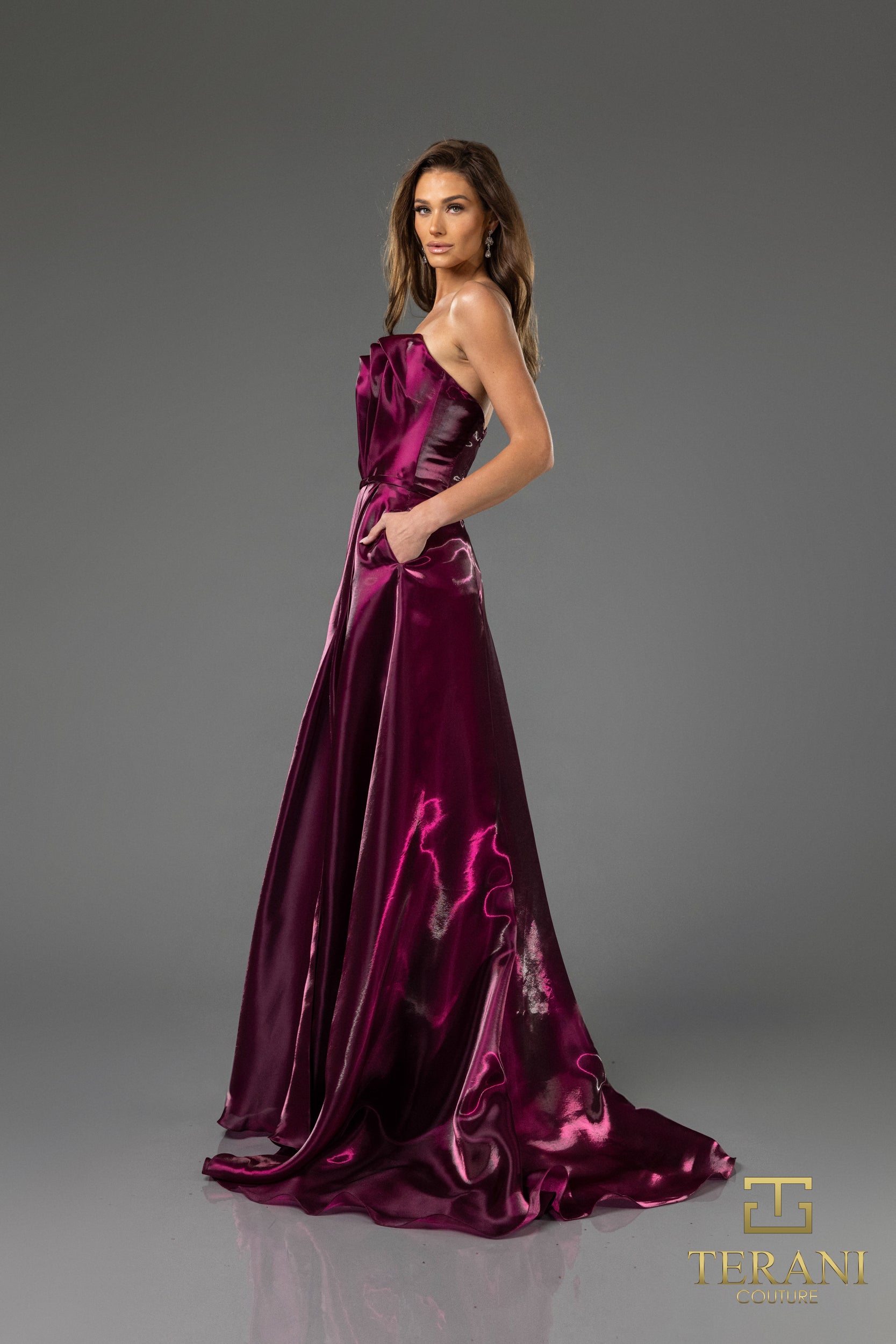 Terani Couture 251E4637 Long Formal A Line Evening Prom Dress