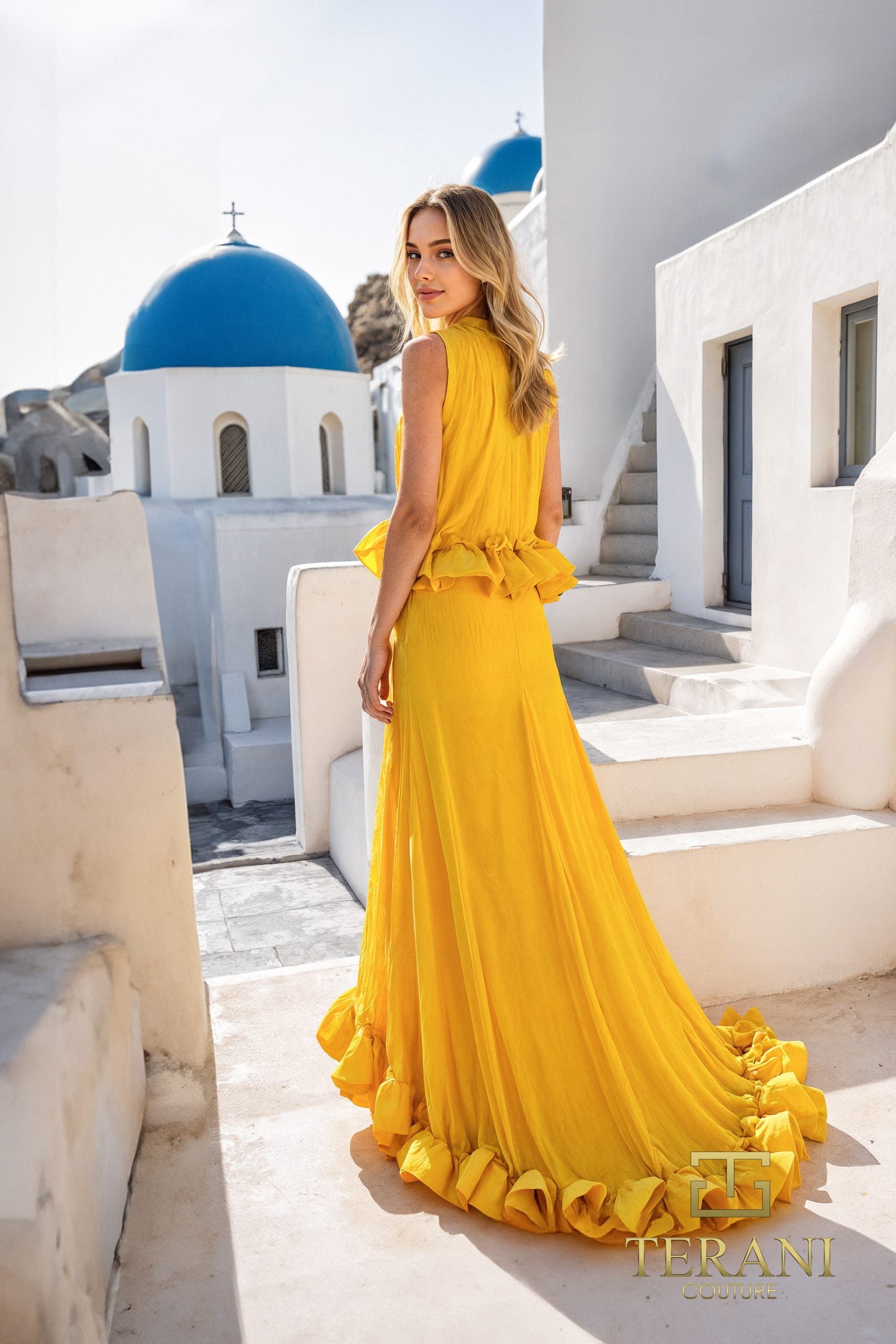 Formal Dresses A Line Ruffle Long Formal Dress Yellow