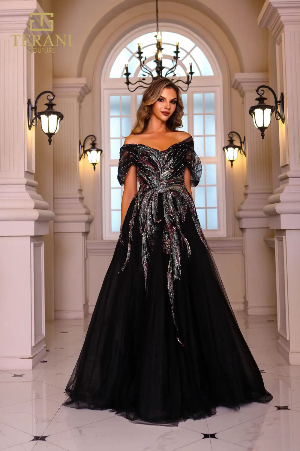 Formal Dresses Long Beaded Ball Gown Formal Dress Black Multi