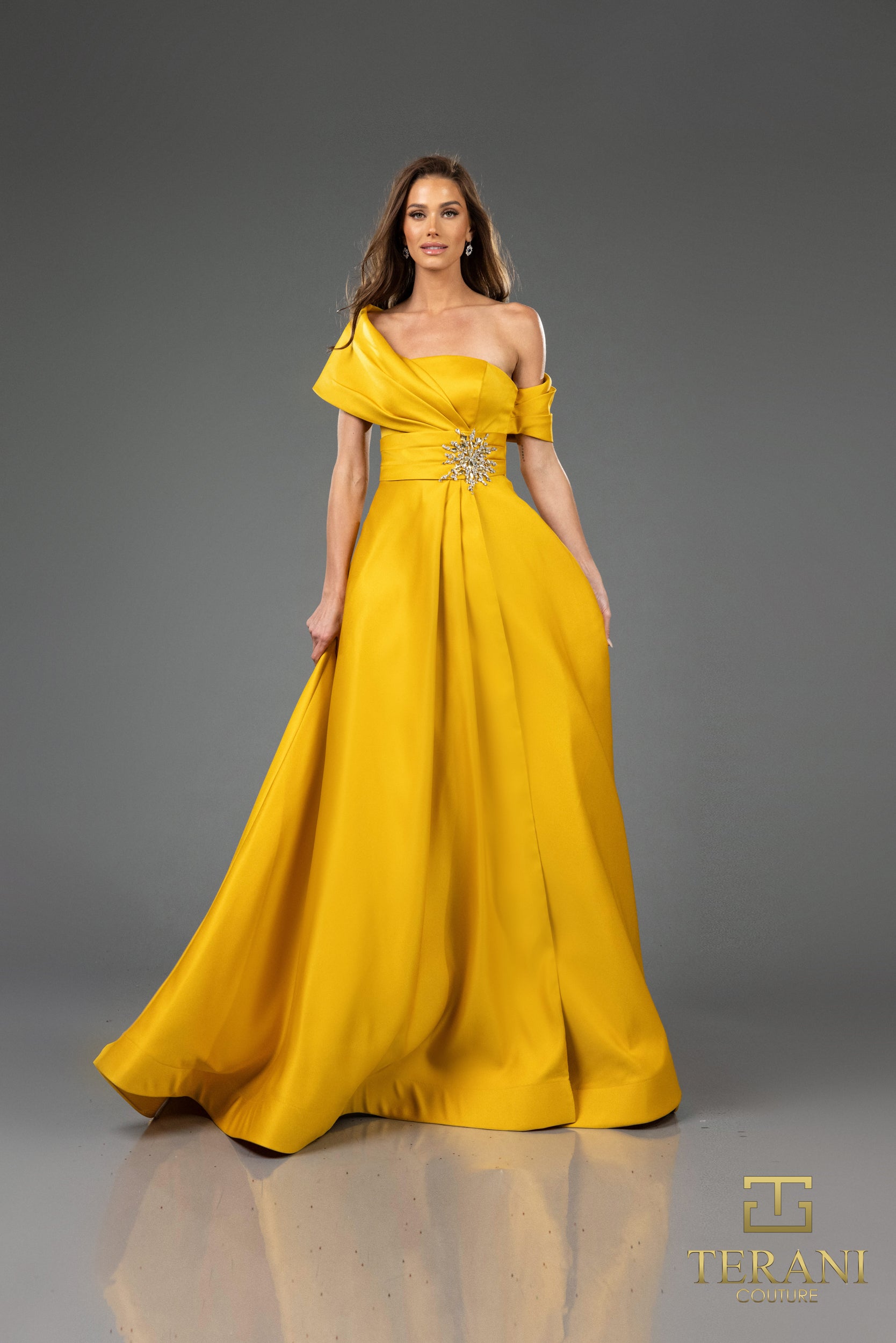 Formal Dresses Pleated Long Formal Beaded Evening Dress Gold