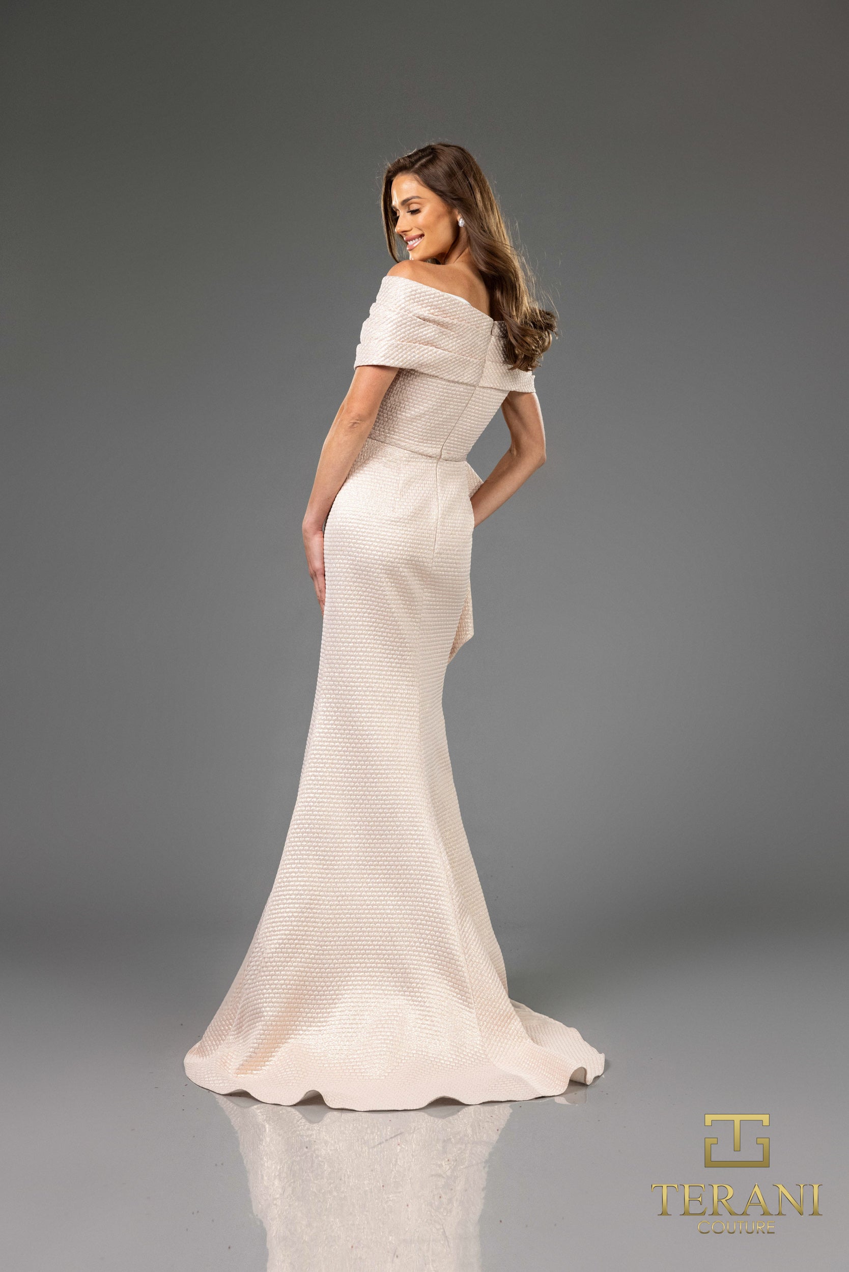 Terani Couture 251M4448 Long Formal Metallic Evening Dress
