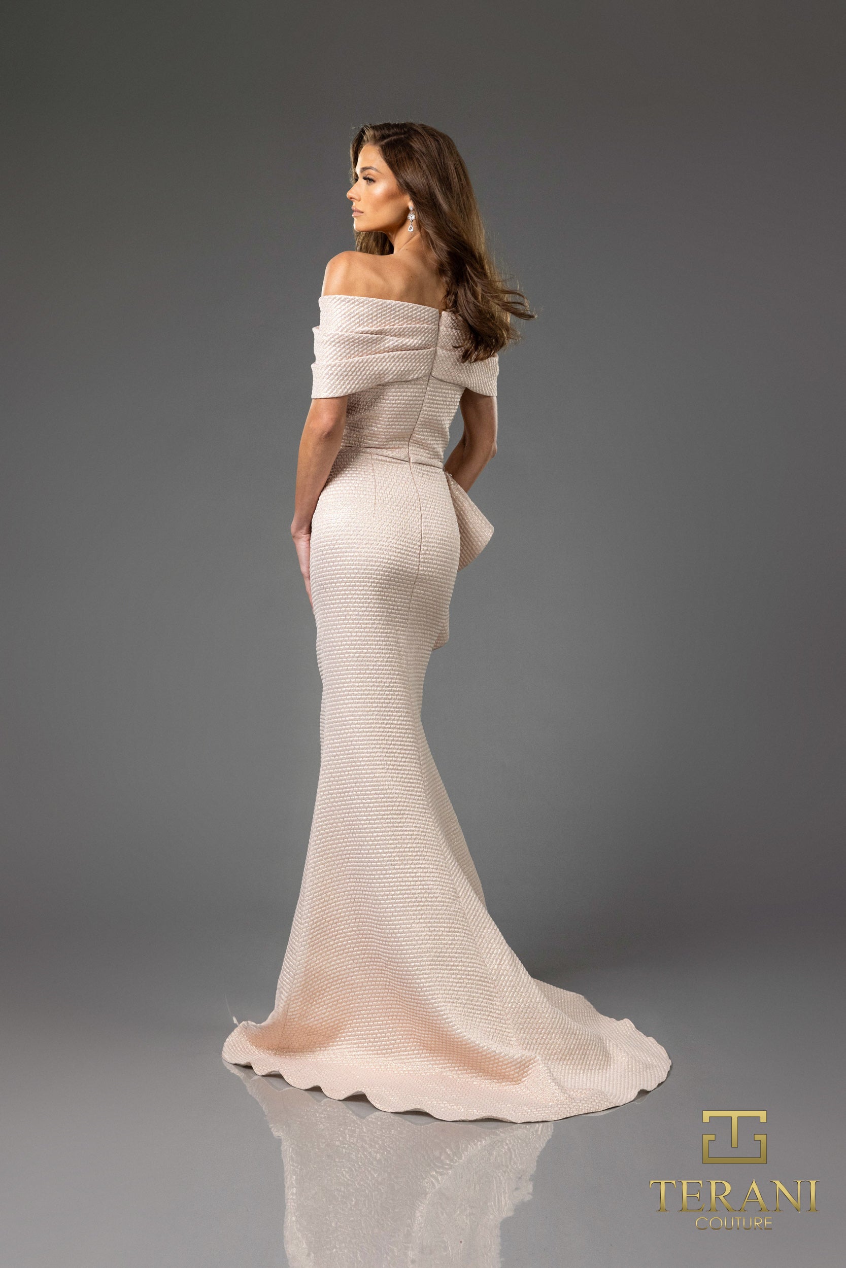 Terani Couture 251M4448 Long Formal Metallic Evening Dress
