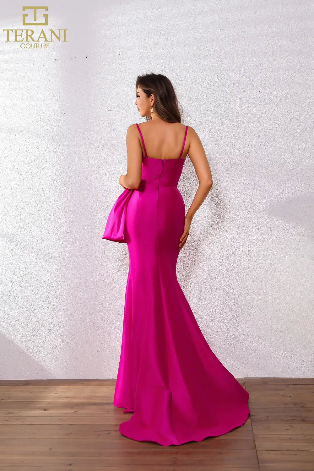 Prom Dresses Prom Long Fitted Slit Evening Formal Dres Fuchsia White