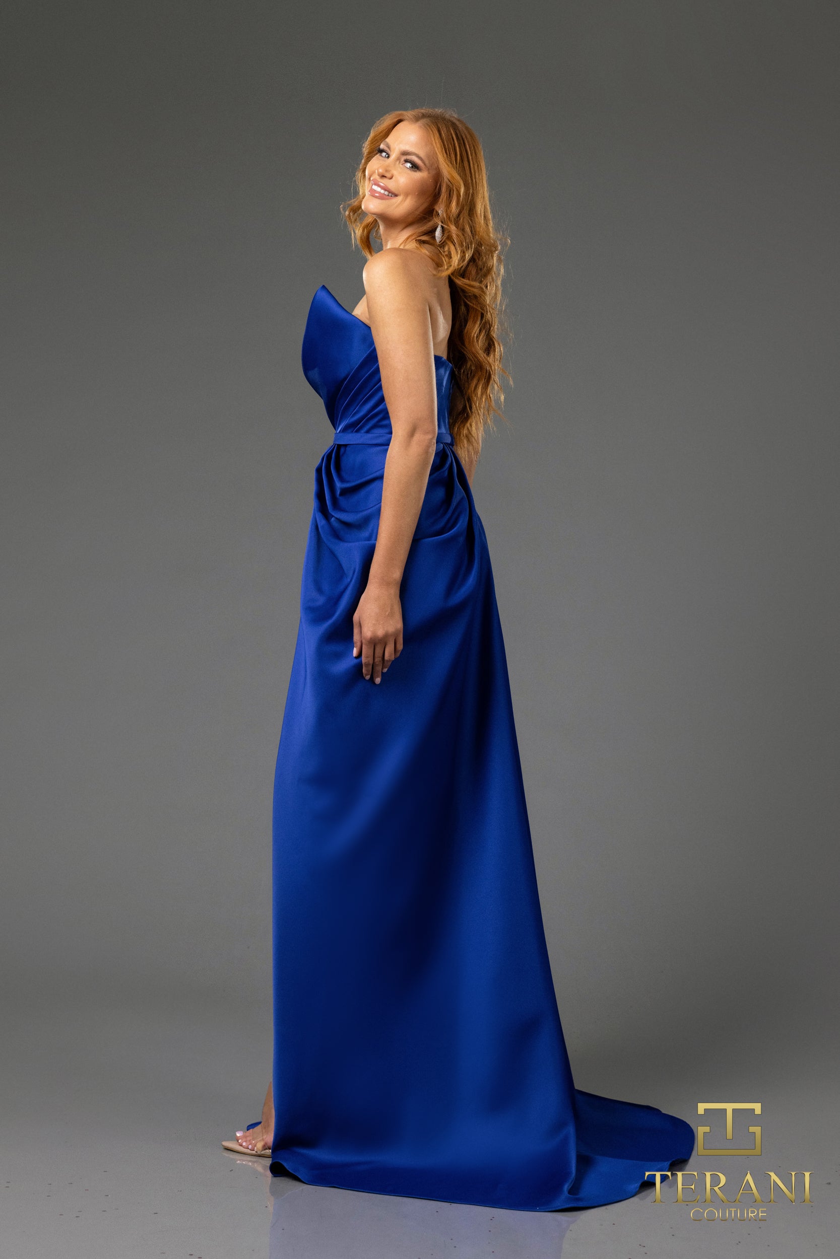 Prom Dresses Pleated Long Formal A Line Slit Prom Dress Royal