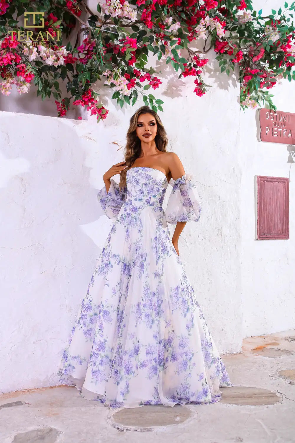 Prom Dresses A Line Long Formal Printed Prom Dress Ivory Multi