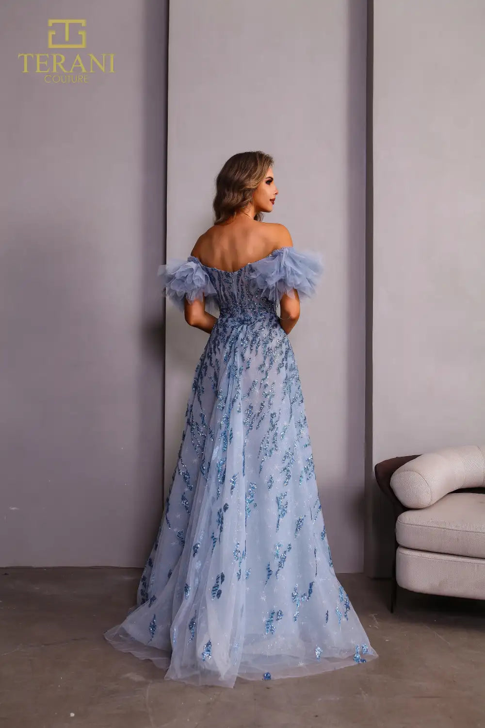 Prom Dresses Long Floral Lace Ball Gown Prom Dress Blue