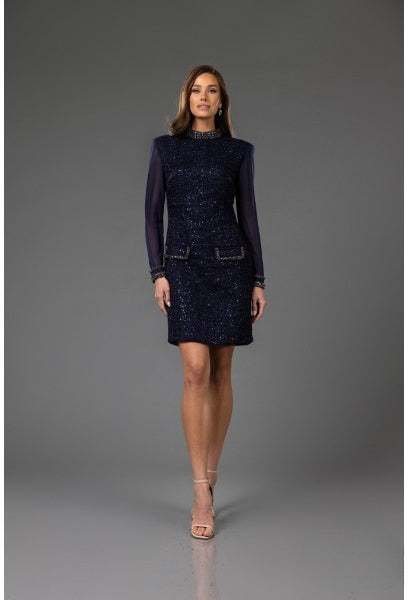 Cocktail Dresses Long Sleeve Cocktail Short Dress Navy