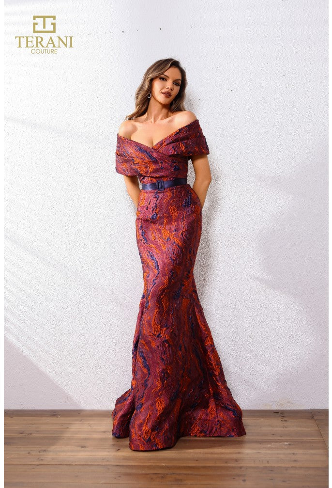 Terani Couture 251E4253 Pleated Long Formal Mermaid Evening Gown