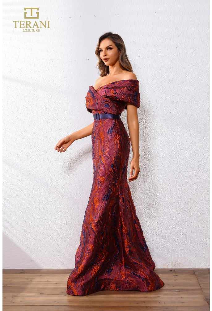 Terani Couture 251E4253 Pleated Long Formal Mermaid Evening Gown