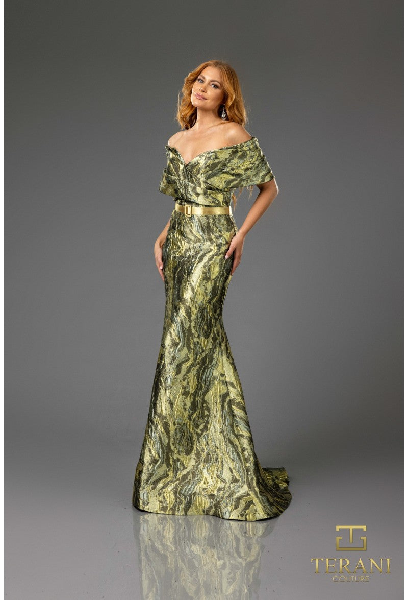 Terani Couture 251E4253 Pleated Long Formal Mermaid Evening Gown