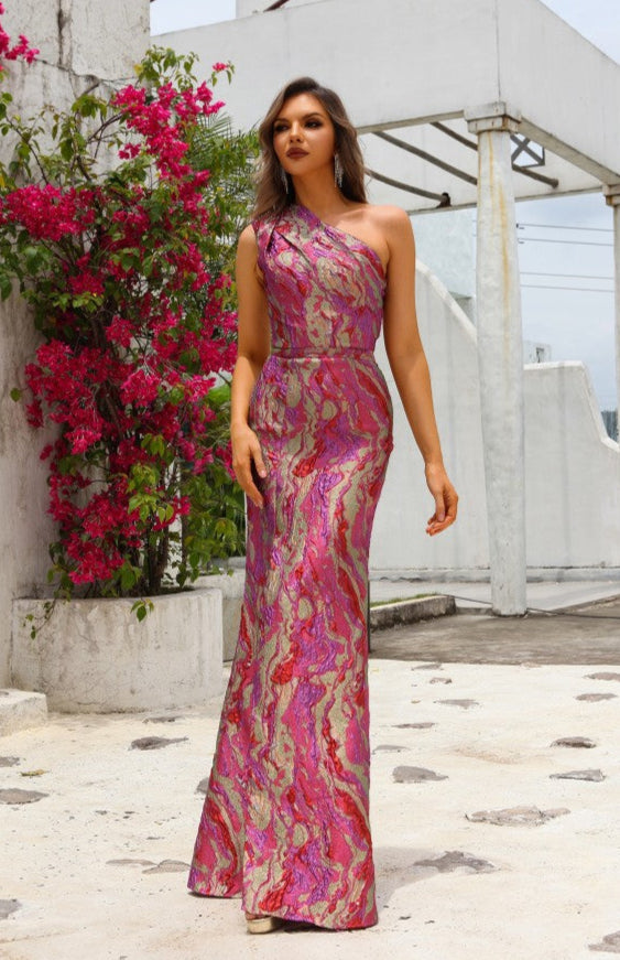 Terani Couture 251E4254 Long Formal Slit Printed Evening Dress