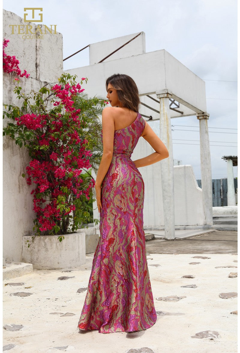 Terani Couture 251E4254 Long Formal Slit Printed Evening Dress