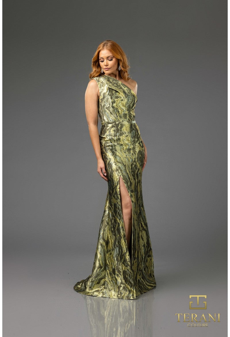 Terani Couture 251E4254 Long Formal Slit Printed Evening Dress