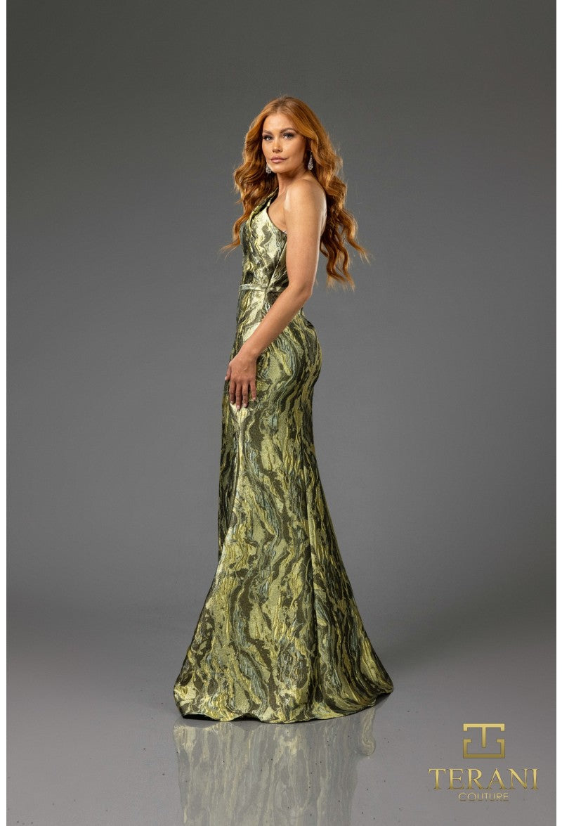 Terani Couture 251E4254 Long Formal Slit Printed Evening Dress