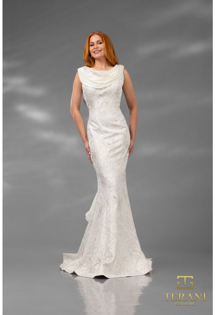 Terani Couture 251E4256 Long Formal Feather Ruffle Evening Dress