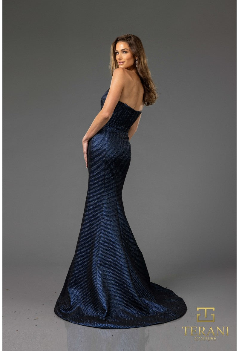 Terani Couture 251E4276 Fitted Long Formal Metallic Evening Dress
