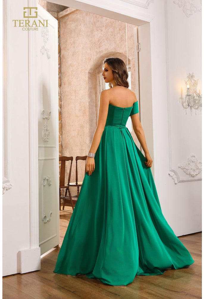 Terani Couture 251E4283 Long Formal Pleated Overskirt Evening Dress