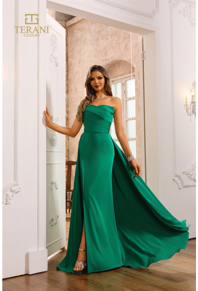 Terani Couture 251E4283 Long Formal Pleated Overskirt Evening Dress