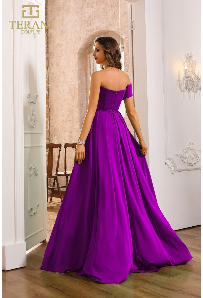 Terani Couture 251E4283 Long Formal Pleated Overskirt Evening Dress