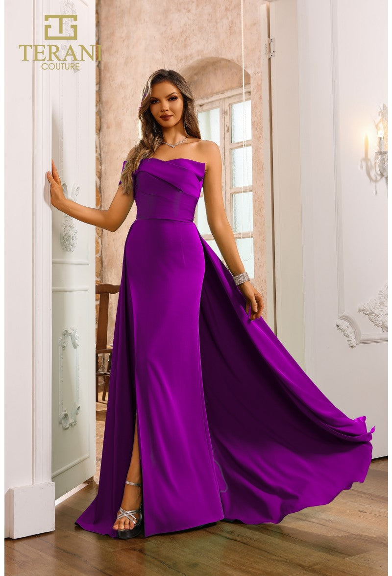 Terani Couture 251E4283 Long Formal Pleated Overskirt Evening Dress