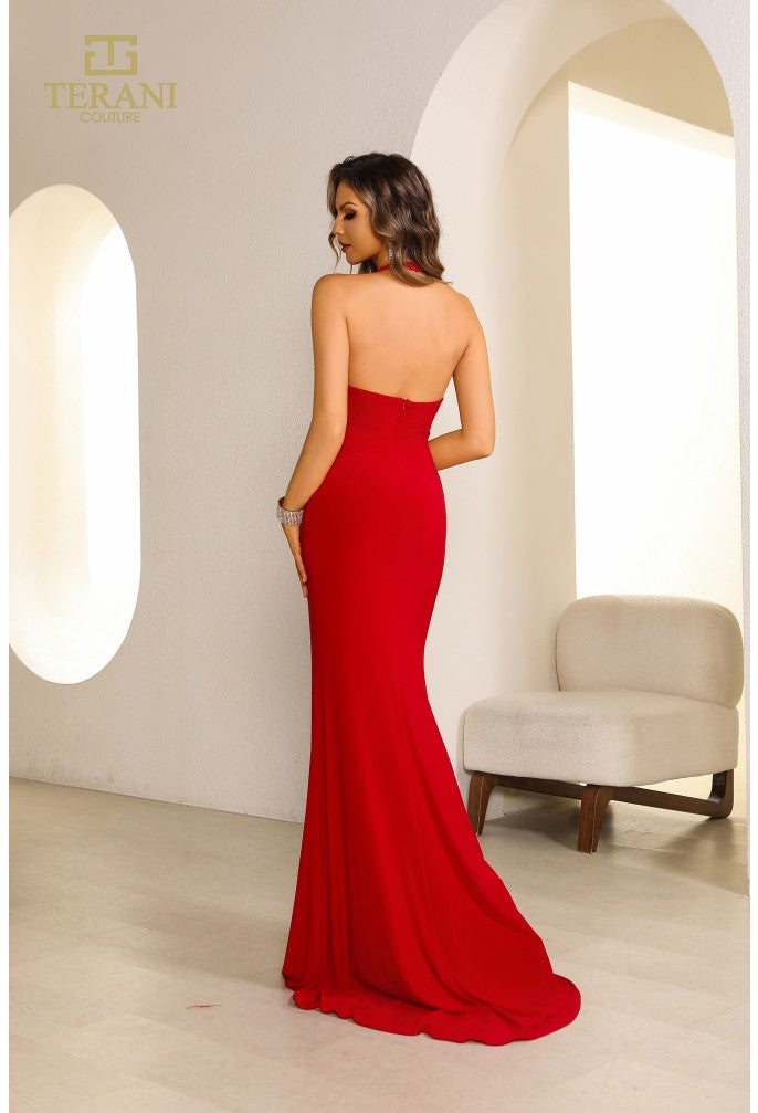 Terani Couture 251E4285 Long Fitted Slit Formal Prom Dress