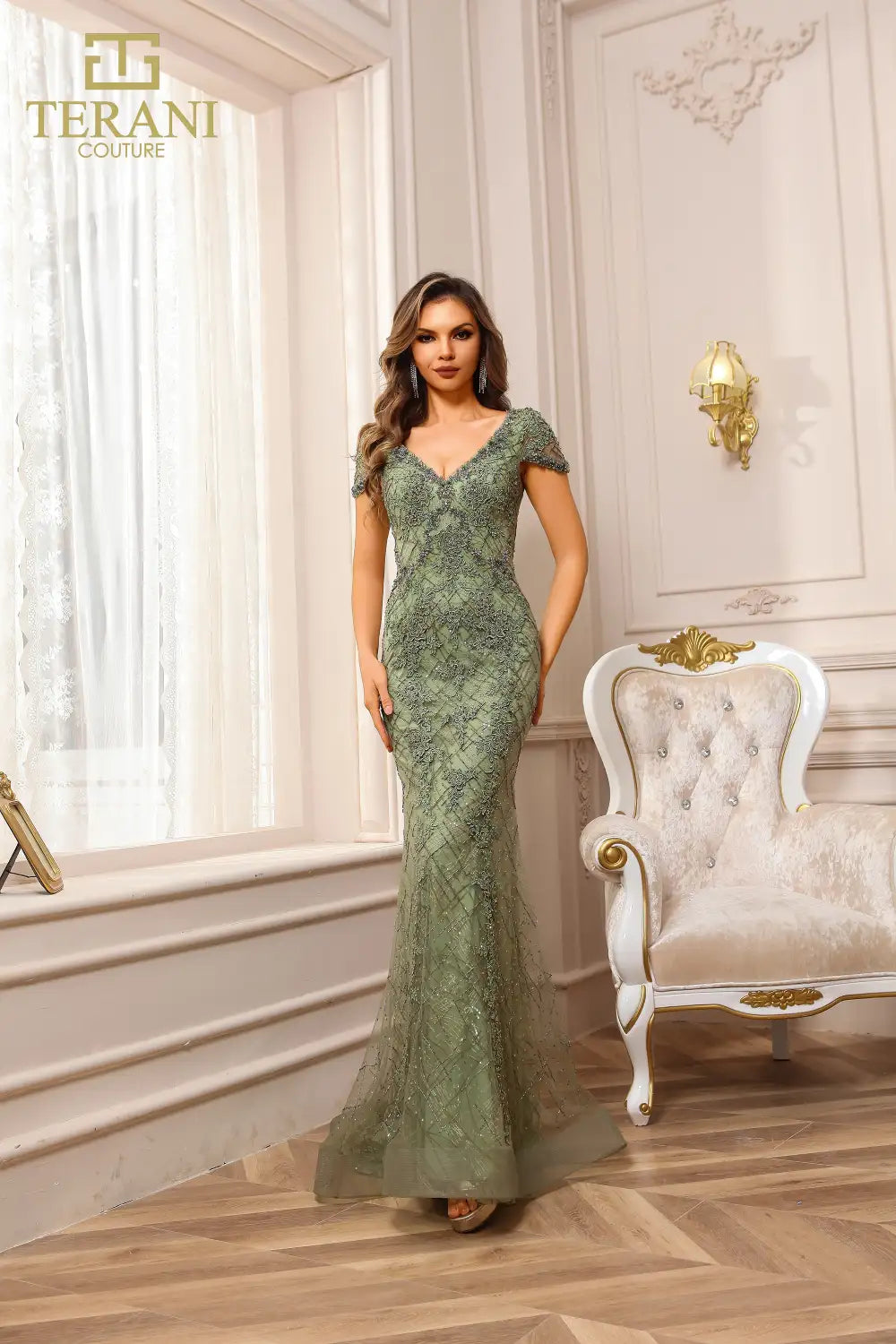chinese dress ladies Jovani 42724 Formal Fitted Slit Lace Prom Long Dress