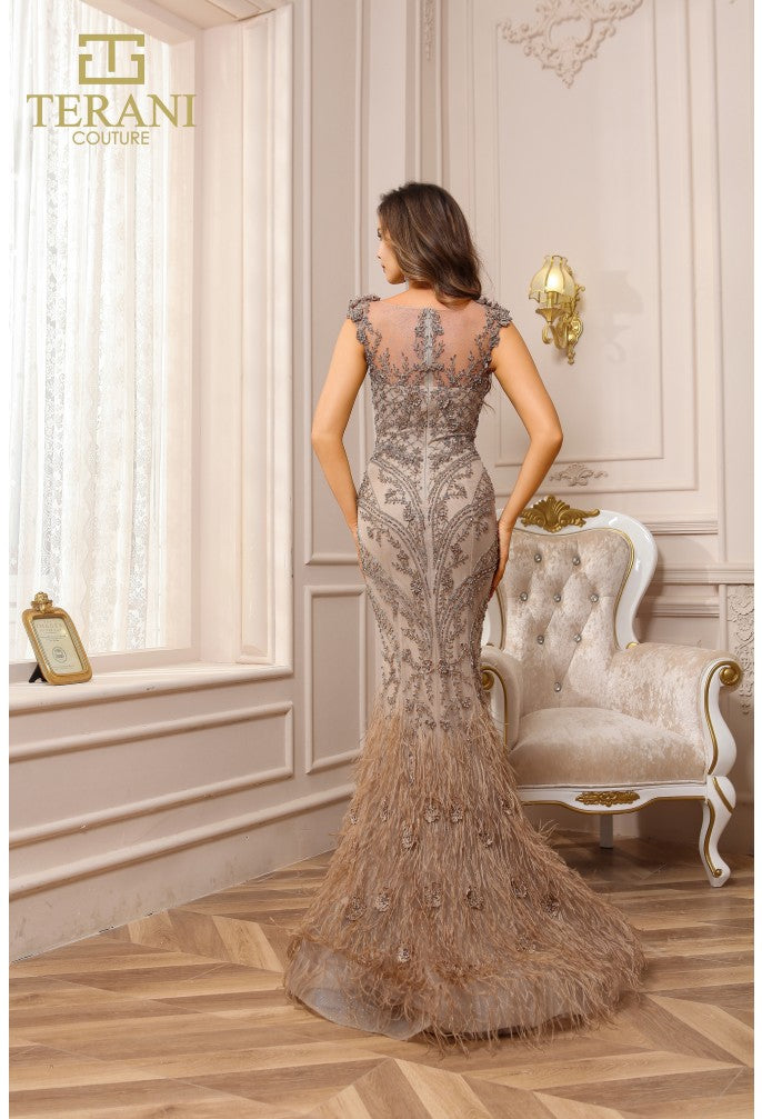 Terani Couture 251GL4198 Beaded Long Formal Evening Fitted Prom Dress