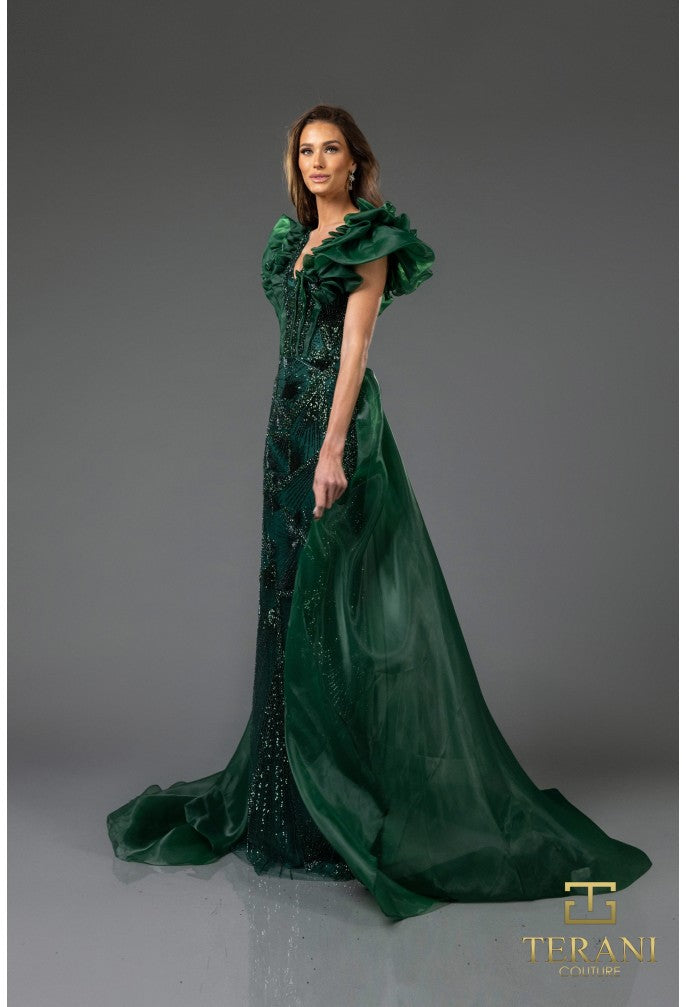 Terani Couture 251GL4357 Fitted Long Formal Overskirt Evening Dress