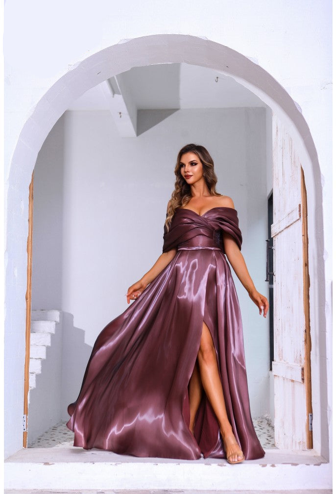 Formal Dresses Pleated A Line Long Formal Evening Dress Purple