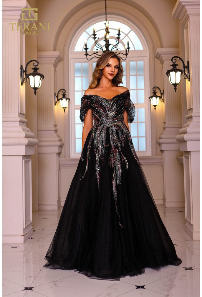 Terani Couture 251M4411 Long Beaded Ball Gown Formal Dress