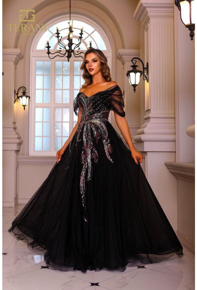 Terani Couture 251M4411 Long Beaded Ball Gown Formal Dress