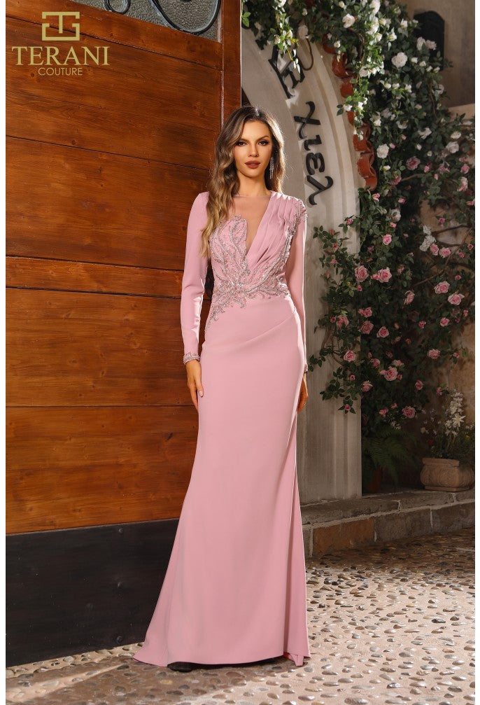 Terani Couture 251M4422 Long Sleeve Formal Mother of the Bride Evening Dress