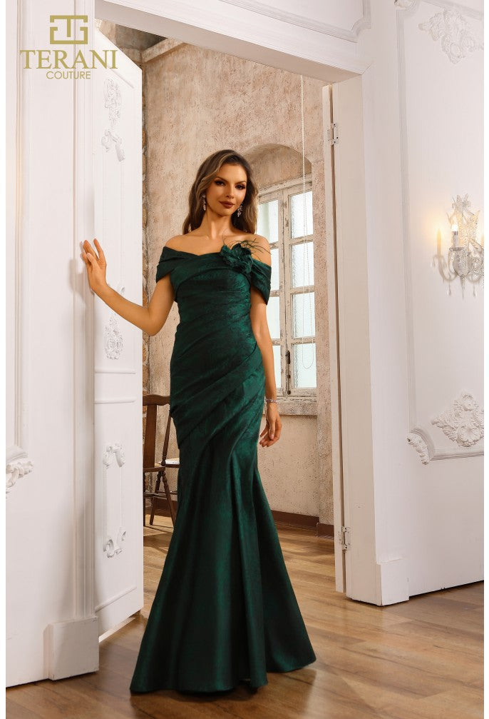 Terani Couture 251M4437 Long Mermaid Formal 3D Floral Evening Dress