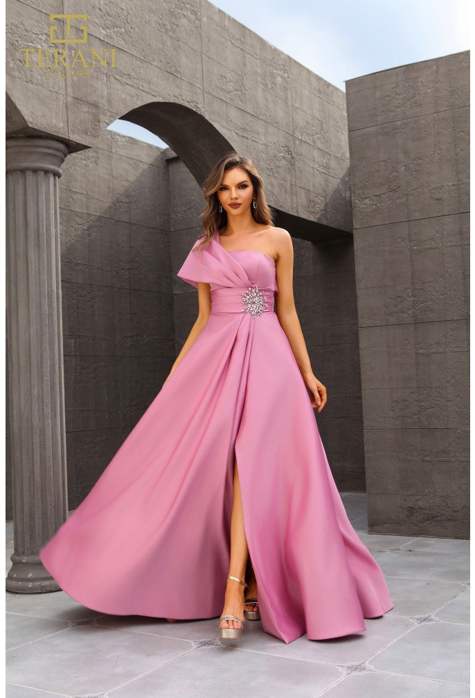 Terani Couture 251M4441 Pleated Long Formal Beaded Evening Dress