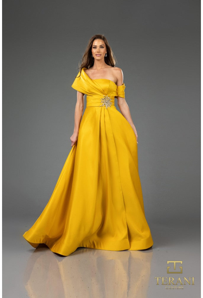 Terani Couture 251M4441 Pleated Long Formal Beaded Evening Dress