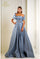 Formal Dresses Pleated Long Formal Beaded Evening Dress Slate