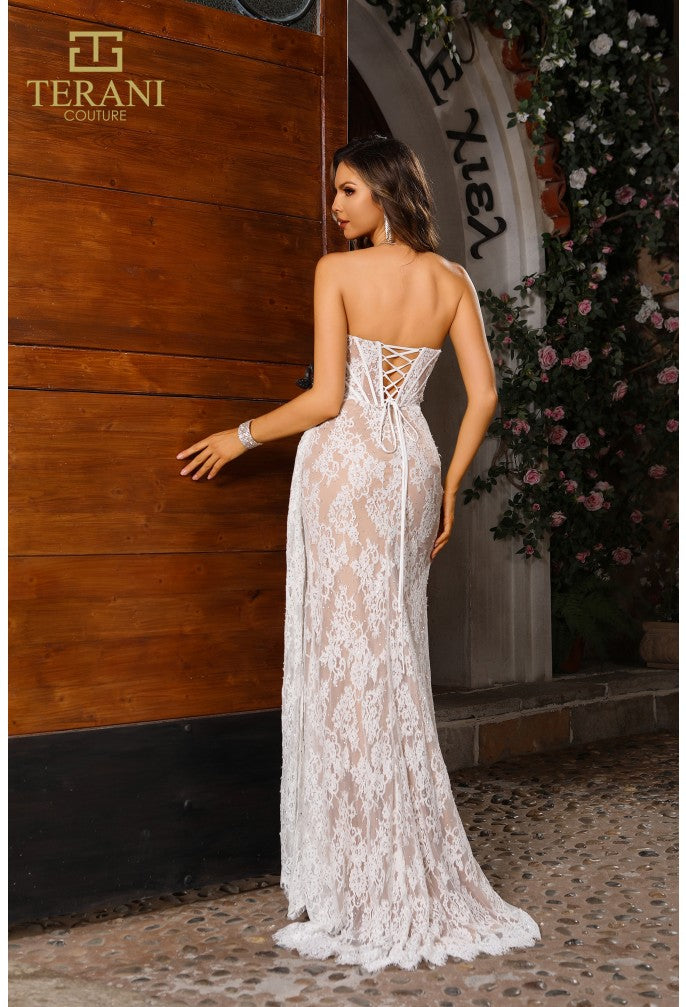 Terani Couture 251P4008 Long Lace Formal Prom Dress