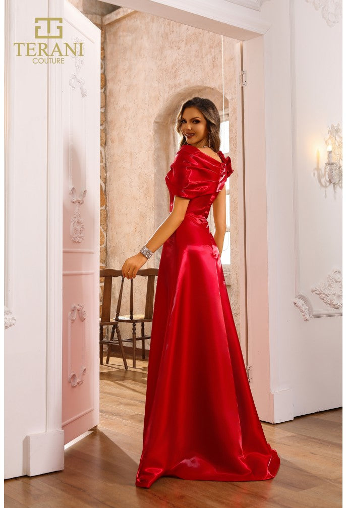 Terani Couture 251P4052 Pleated Long Formal Slit A Line Prom Dress
